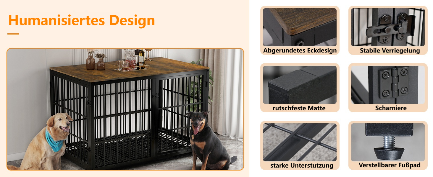 Клітка для собак BingoPaw XXL: Сучасний шафка-будка для великих собак 120см з приставним столиком та висувним лотком, 120×77×81.5см, Чорний