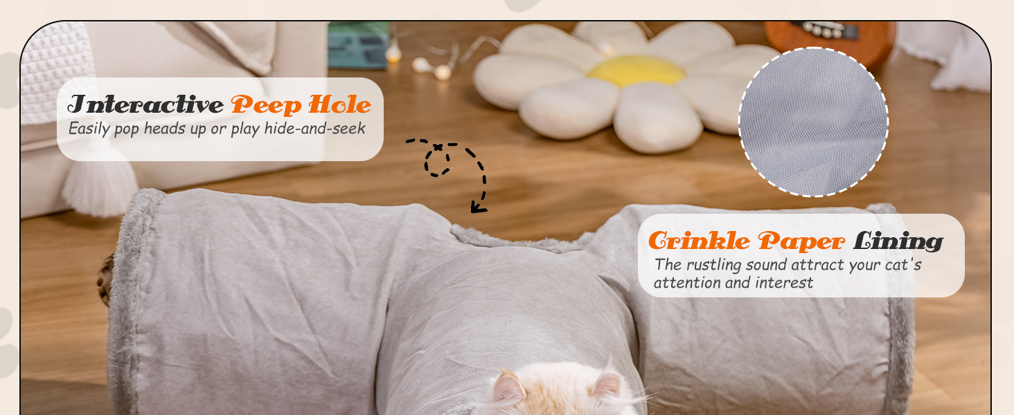 Туннель для котів Nobleza, 3-х ходовий, складаний, з іграшкою-м'ячиком, сірий, 80x30x25 см