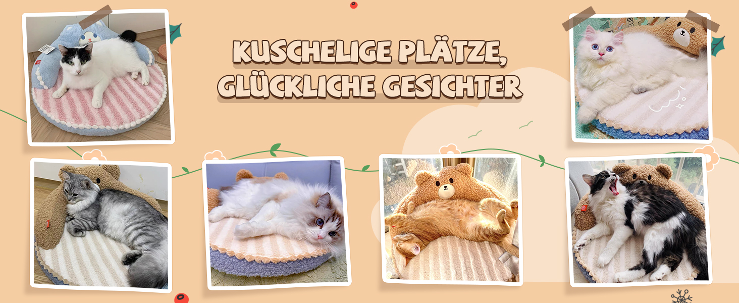 ALLSOPETS Крісло-лежанка для котів, пухнасте, тепле, кругле, для дому, знімний, пральний, для котів, кошенят та маленьких собак (Мокко Браун)