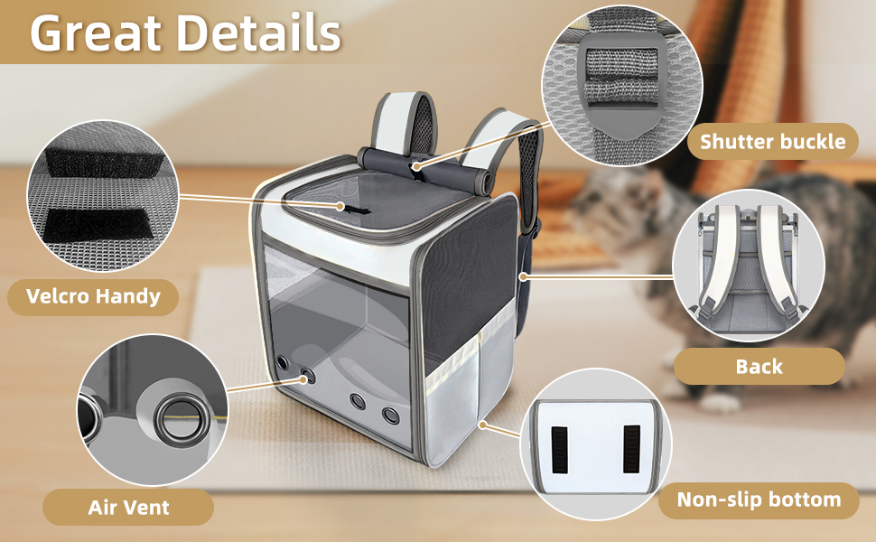 Рюкзак-переноска для котів та собак SWIHELP, сірий. Безпечна переноска для тварин, ідеальна для подорожей