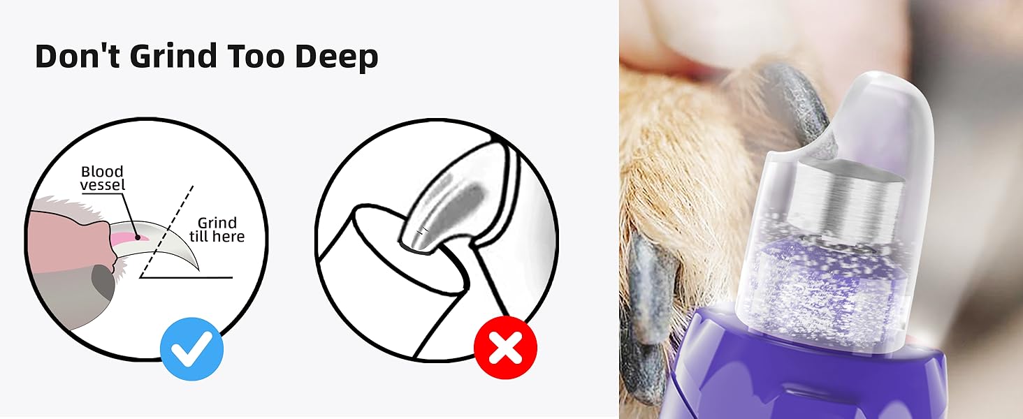 Електричний точилка для кігтів собак Casfuy - 6 режимів, 45 dB, з LED-підсвічуванням, для собак та котів великих, середніх та малих порід, фіолетовий