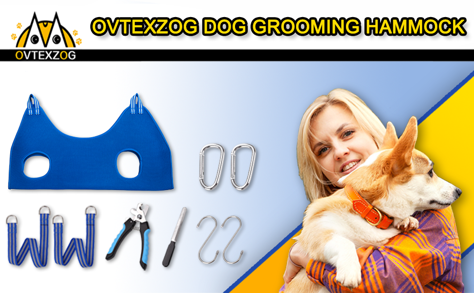 Шлейка-гамак для грумінгу собак OVTEXZOG, переносна сумка-гамак для стрижки кігтів, блакитна (Extra Small, до 6 кг)