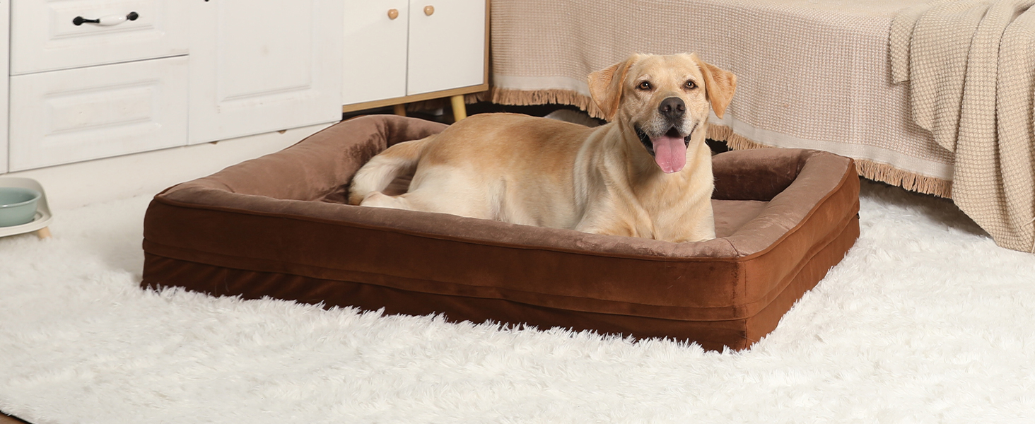 Ортопедичний лежак для собак великих порід, ергономічний диван з піною у формі яйця, водовідштовхуючий та неслизький лежак для собак 89x63 см, світло-сірий (Світло-сірий, Д 106 x Ш 81 x В 17 см)