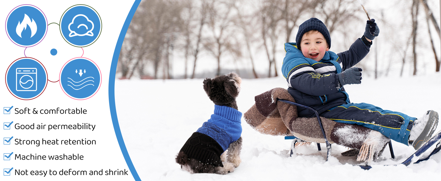 Теплий пуловер для собак ASENKU: для малих та середніх собак, осінь-зима, теплий, з коміром, червоний