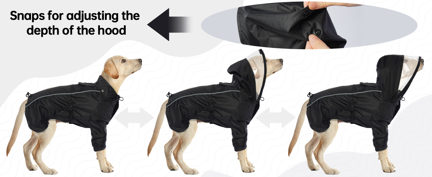 Водонепроникний дощовик для собак, чорний, розмір S. Дощовик для маленьких собак з капюшоном, на кнопках.
