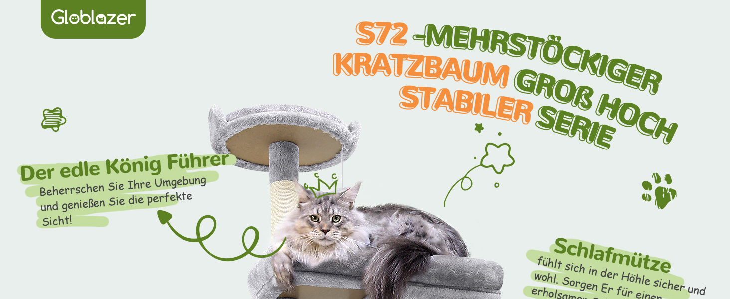 Дряпальня для котів Globlazer XXL, чорно-червона, 183 см, з будиночком, гамаком, платформами, кошиком, для великих порід (Maine Coon, BKH)