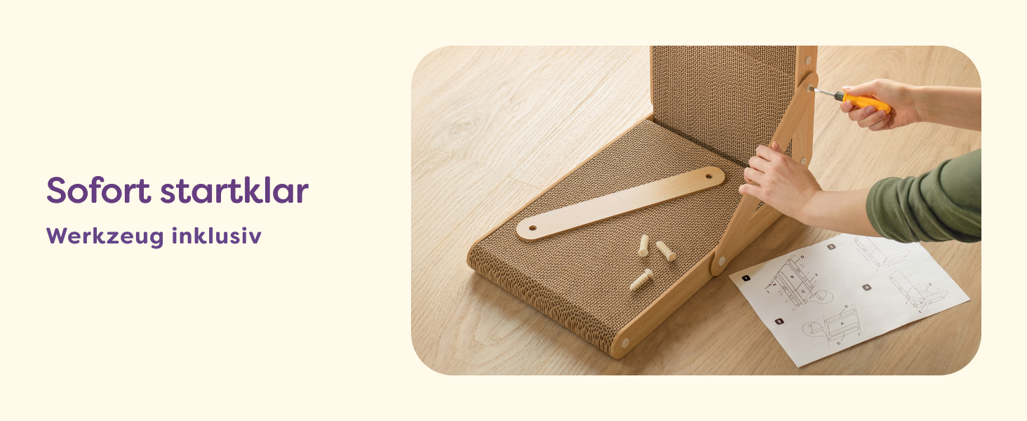 Кігтеточка для котів Knupis велика 68 см - міцна картонна кігтеточка для догляду за кігтями - до 2 років використання - легка збірка - поворотне L-подібне виконання - захист дивану та стін