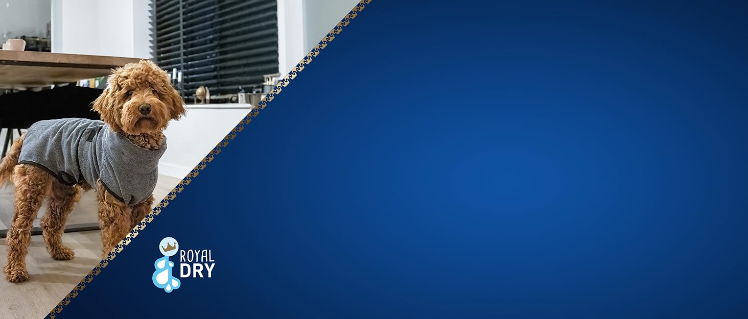 Рушник для собак Royal Dry L - мікрофібра, 60-68 см, для середніх порід, швидковисихаючий, з клямками, сірий