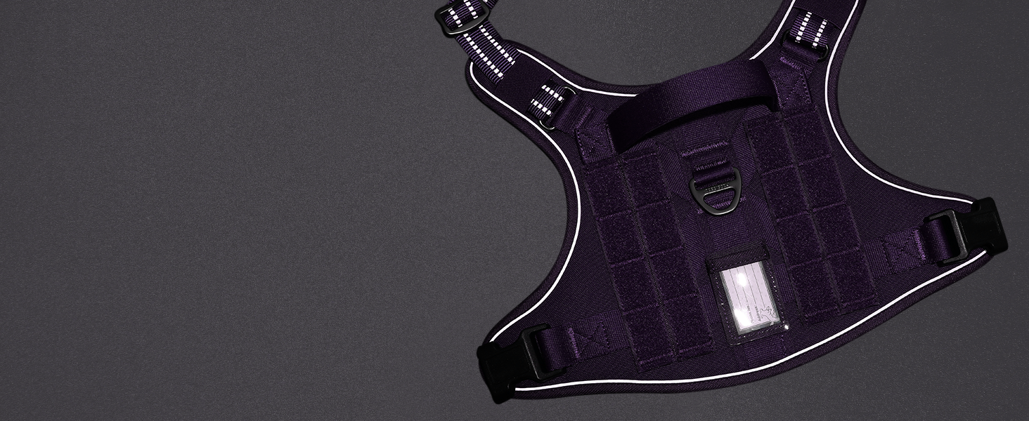 Нагрудник для собак Rabbitgoo середнього розміру, анти-тяга, регульований з ручкою, міцний, тактичний, з металевими пряжками для прогулянок (M, фіолетовий)