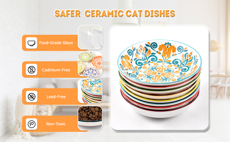 Набір мисок для котів з кераміки (8 шт.) - миски для корму, годівниці для котів, керамічні миски для котів