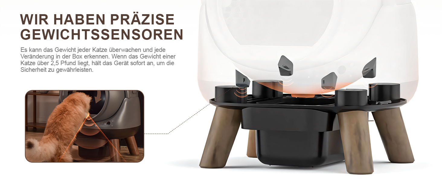 Автоматичний лоток для котів ELS PET з самоочищенням, захистом від розльоту, керуванням через додаток, без запаху, з килимком для котячого туалету та пакетами для сміття (чорний та сірий)