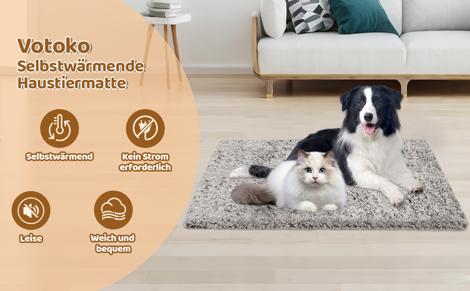 Самогріюча котяча/собача ковдра 115x72 см - XL, велика, флісова, без електроенергії, для дому та вулиці, знімна, миюча