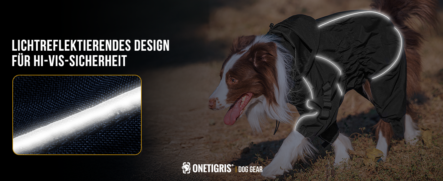 Регульована дощова куртка для собак OneTigris RIDERSTORM, чорна, XL (машинне прання)