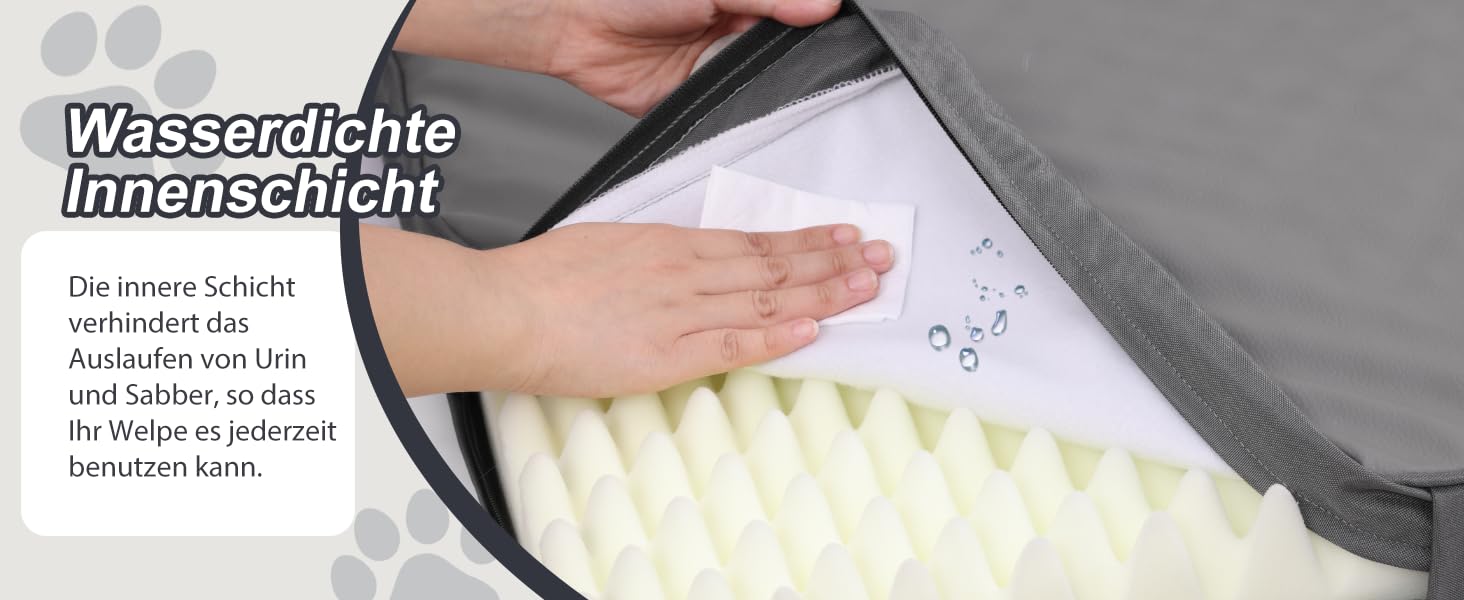 Ортопедичне ліжко для собак 58x43 см, знімний чохол з екошкіри, подушка для собак, матрац для собак, комфортне та прохолодне для внутрішнього та зовнішнього використання, сірого кольору (L58xB43xH7 см)