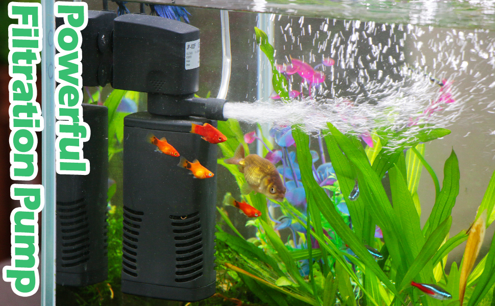 Акваріумний фільтр-насос для акваріумів 55-150 літрів. Внутрішній фільтр з біо-губкою, 600 л/год, для прісної та морської води. Помпа для акваріума, ставка, струмок. JP-022F