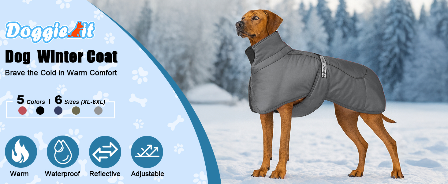 Водонепроникна тепла куртка-жилет для собак великих та середніх порід, 4XL, сірий колір