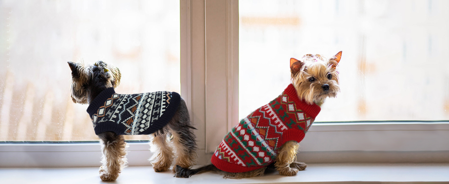 Теплий пуловер для собак - Boho стиль, різдвяний, з отвором для повідка, для чихуахуа, йоркширського тер'єра, джек-рассела, XS, колір кава