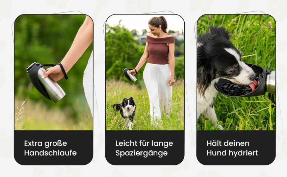 Водяна пляшка для собак Sogoro 700 мл - не протікає, з нержавіючої сталі - портативна, для всіх порід