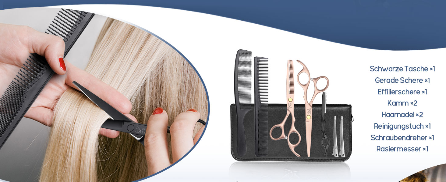 Набір професійних перукарських ножиць JASON - 6.5' (16.5 см), перукарські ножиці для перукарів та початківців, блакитно-чорний