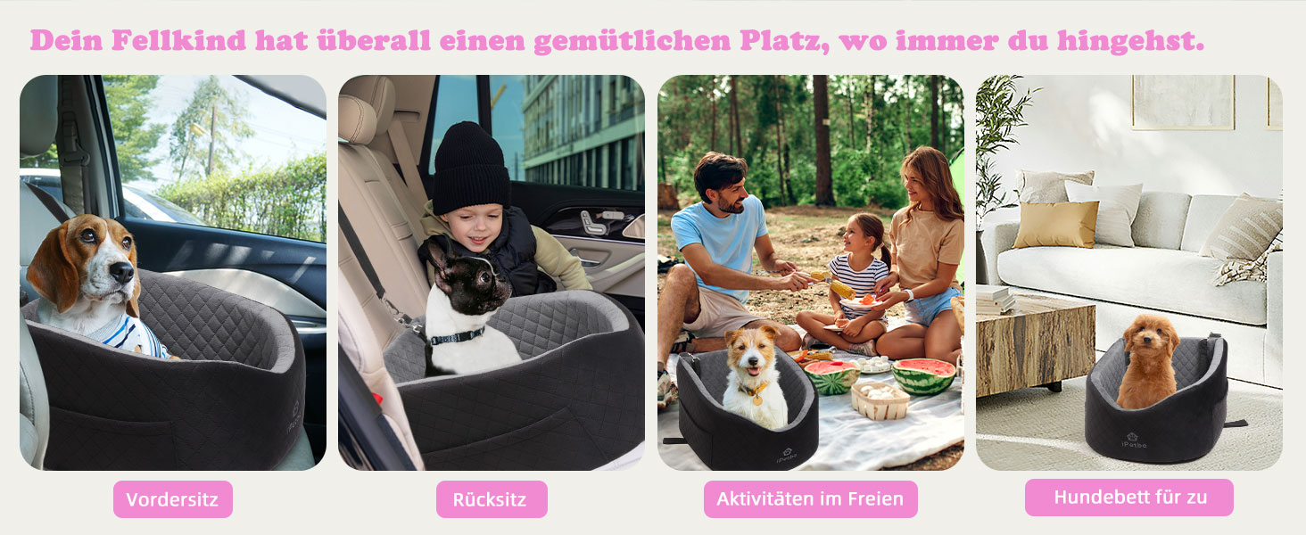 Автомобільний лежак для собак iPetba: комфортний, миючий, для собак до 15 кг, чорний