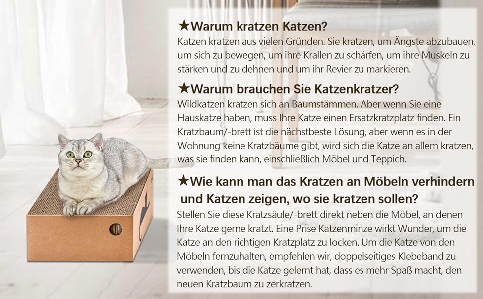 Котячий когтетоп LIFLIX з коробкою, 7 шт. когтешмат з картону, міцні котячі меблі, 42×32×15 см, великий (5 шт. когтешматів з коробкою)