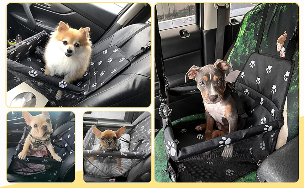 Автомобільний лежак для собак, Oxford, дихаючий, миючий, складаний, 40x32x24 см, з принтом лапки