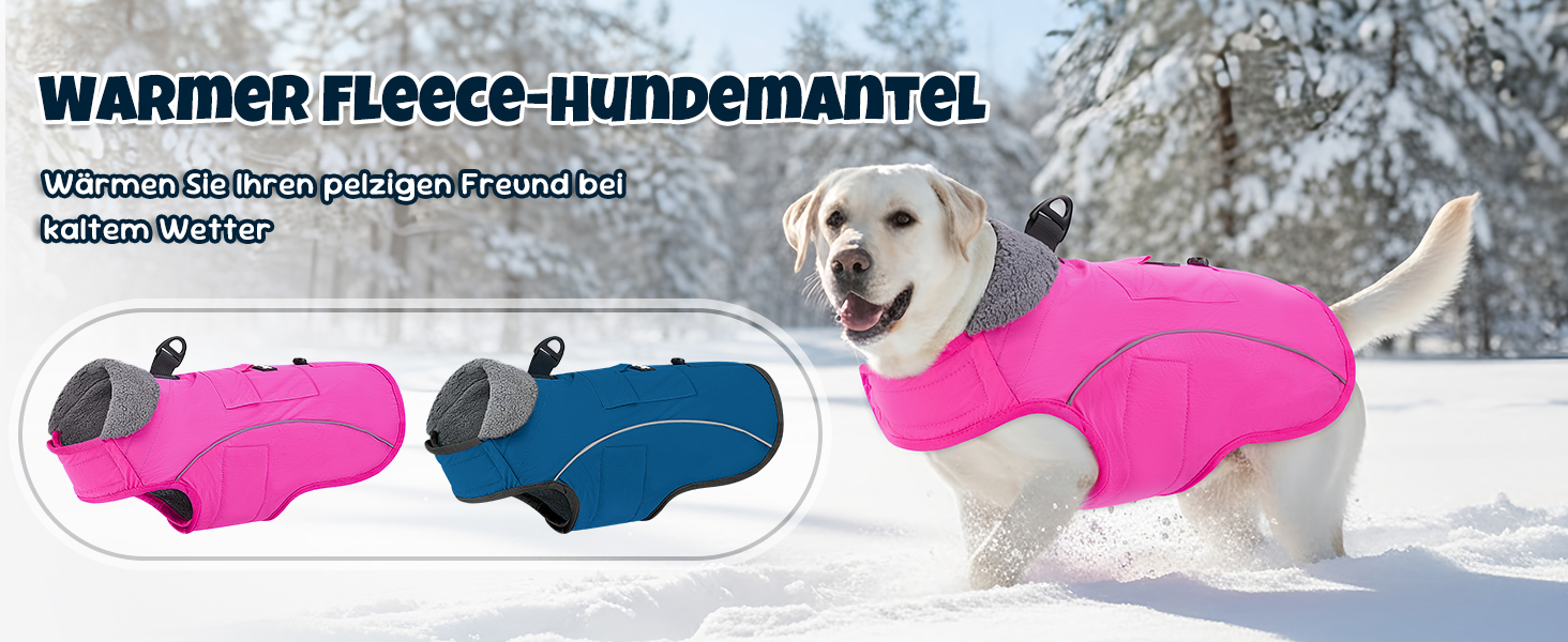 Зимовий одяг для собак: водонепроникна та вітрозахисна флісова куртка з кільцем D та кишенею, світловідбиваюча жилетка для середніх собак, блакитна, розмір L