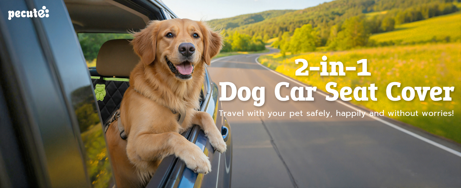 Захисний килимок для собак у машину Pecute 2-в-1: для заднього сидіння та як переноска, водовідштовхувальний, анти-царапин, з жорстким дном
