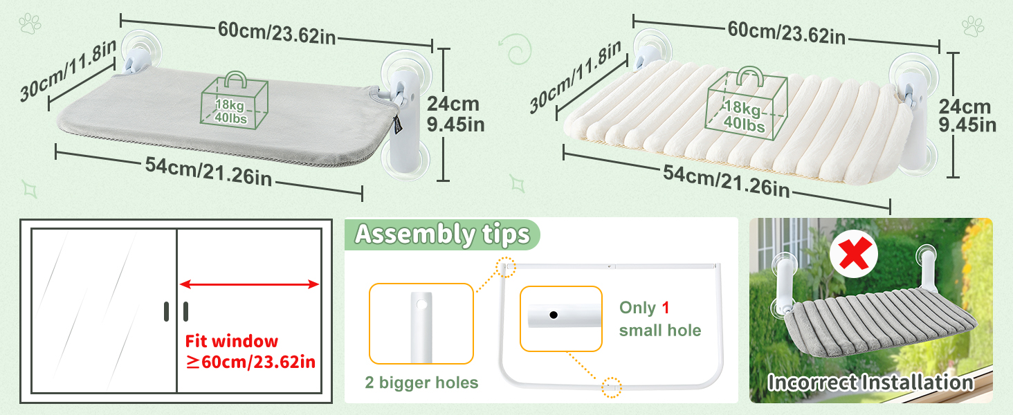 Ліжко для котів GUUSII HOME на вікно, розкладне, з присосками, 54x30 см (біле, M)