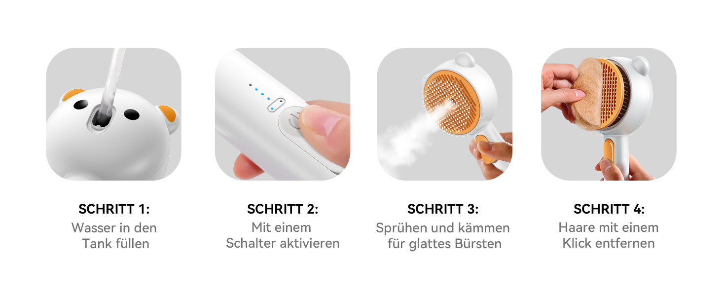 Щітка для котів FEELNEEDY з парою, USB-зарядка, для довгої та короткої шерсті, 2 швидкості, оранжева