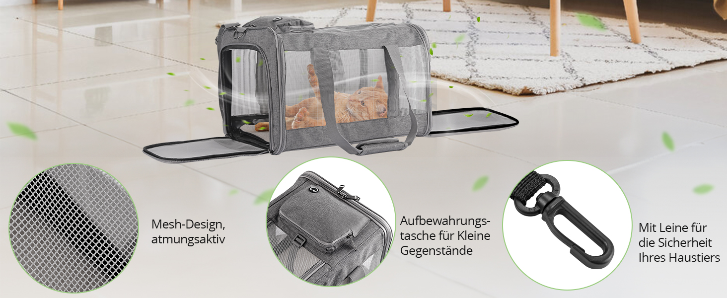 Транспортна сумка для котів та собак середнього розміру TAIKURA, складана переноска для тварин, дихаюча та миюча, з плечовим ременем, 44x31x31 см