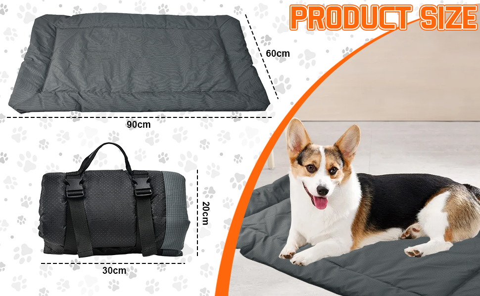 Лежанка для собак середнього розміру 90x60 см: водонепроникна, портативна, складана, для подорожей, в переноску, на диван, в авто