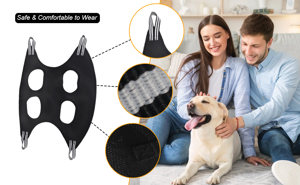 Гамак для собак з S-гачками. Гамак для собак та котів, грумінг, догляд за шерстю, купання (Чорний, до 35 кг)