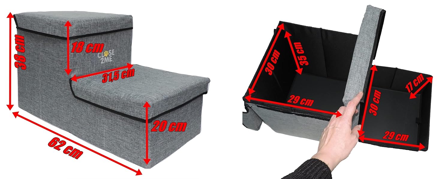 Двоступенева драбинка для домашніх тварин PetStair Deluxe зі сховищем