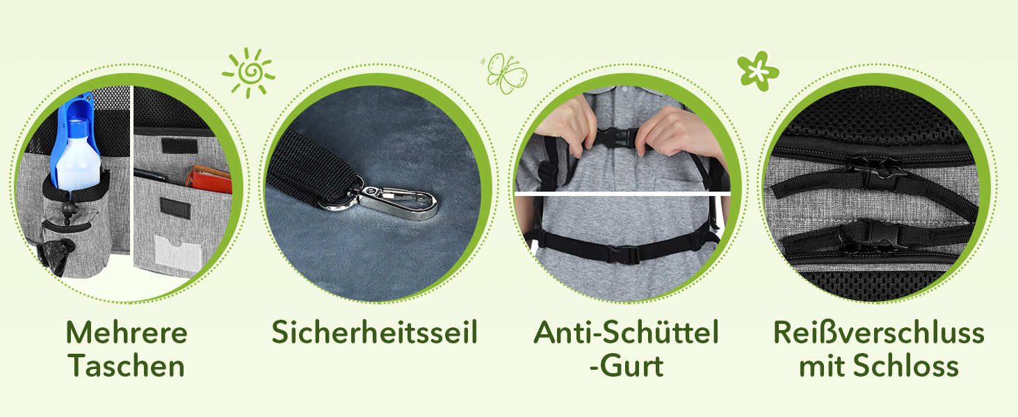 ПЕКЮТ Рюкзак для тварин з сіткою, переноска для кота/собаки, дихаюча та легка, водонепроникна, сіра (M)