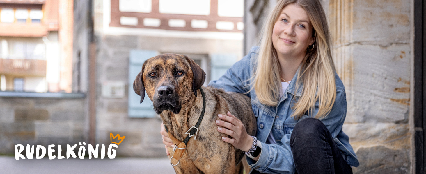 Нашийник для собак Rudelkönig Emma - Елегантний нашийник-стоп для собак з шкіри та нейлону - ø 12 мм - Зручний навчальний нашийник для великих собак (6, Чорний)