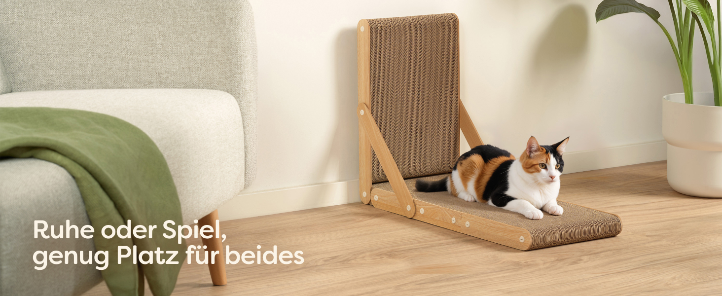 Кігтеточка для котів Knupis велика 68 см - міцна картонна кігтеточка для догляду за кігтями - до 2 років використання - легка збірка - поворотне L-подібне виконання - захист дивану та стін