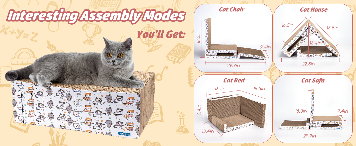 Кігтеточка для котів Nobleza Katze Kratzbrett 3 в 1 з котячою м'ятою, з екологічного картону, 43x24x15 см