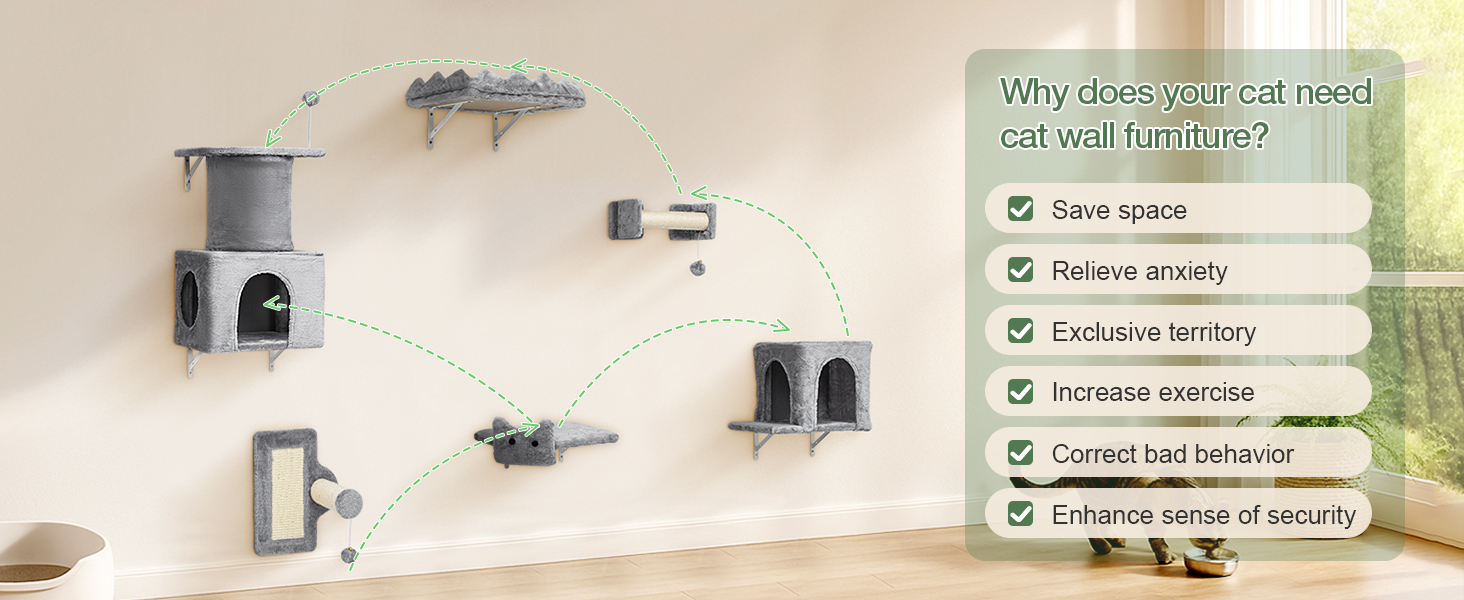 Комплекс для котів BYBYME з гамаком, ліжком та когтеточками, 6 предметів, сірий