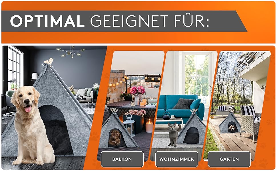 Будинок для собак та котів NAPFINO - затишна філцова хатинка з м'яким подушком та захистом від кліщів - для балкона, саду, вітальні - з іграшкою (розмір L)