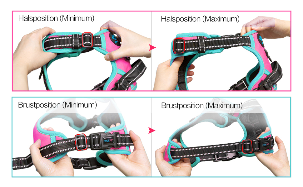 Шлейка безпеки для собак середніх та великих порід PHOEPET з м'якою ручкою та світловідбиваючими елементами, рожева (S)