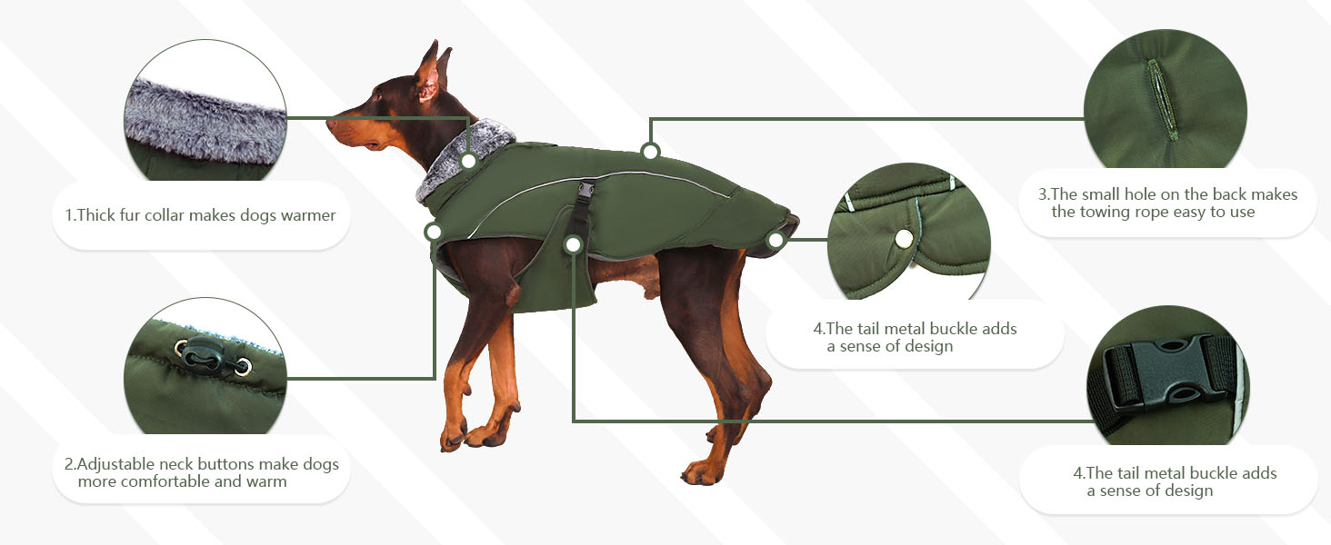 Водонепроникний теплий зимовий одяг для собак DENTRUN, флісова підкладка, куртка для собак середнього розміру (Синій, M)