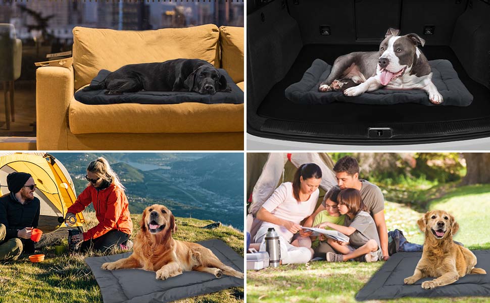 Килимок для собак, лежанка для тварин, портативна матрацна підстилка, водонепроникна, 90х60 см (Сірий). Підходить для маленьких, середніх та великих собак, для подорожей, кемпінгу, машини, переноски, дивана та підлоги.