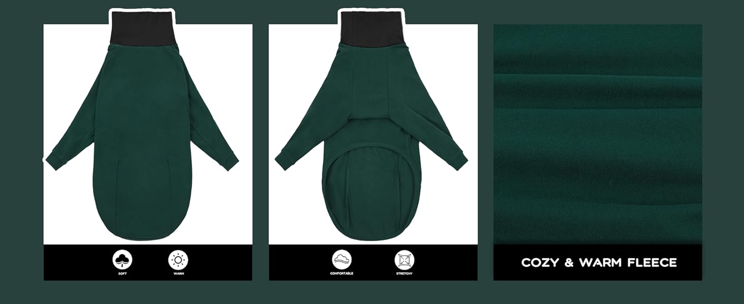 Теплий плед для Whippet, Greyhound: флісовий халат, одяг для собак, піжама (Оливковий, S)