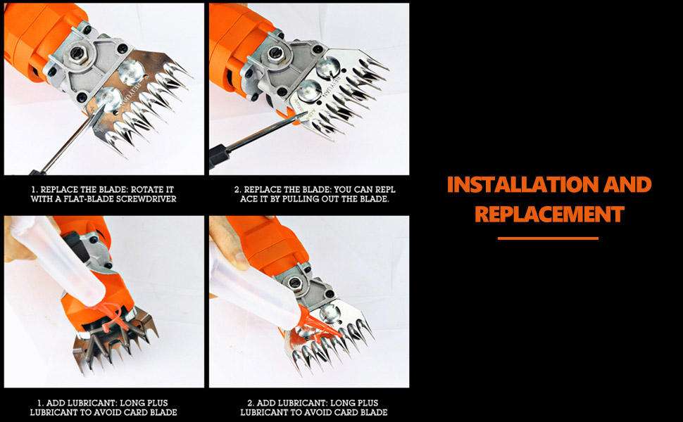 Ножиці для стрижки овець з нержавіючої сталі, універсальні, з змінними лезами (9 зубців, пряма леза + маятникове лезо)