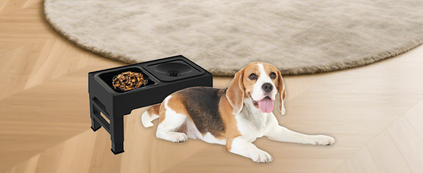 Підвищений годівниця для собак з регульованою висотою, 1600 мл, нержавіюча сталь, антизадушливий та повільне годування, для собак маленьких, середніх та великих порід