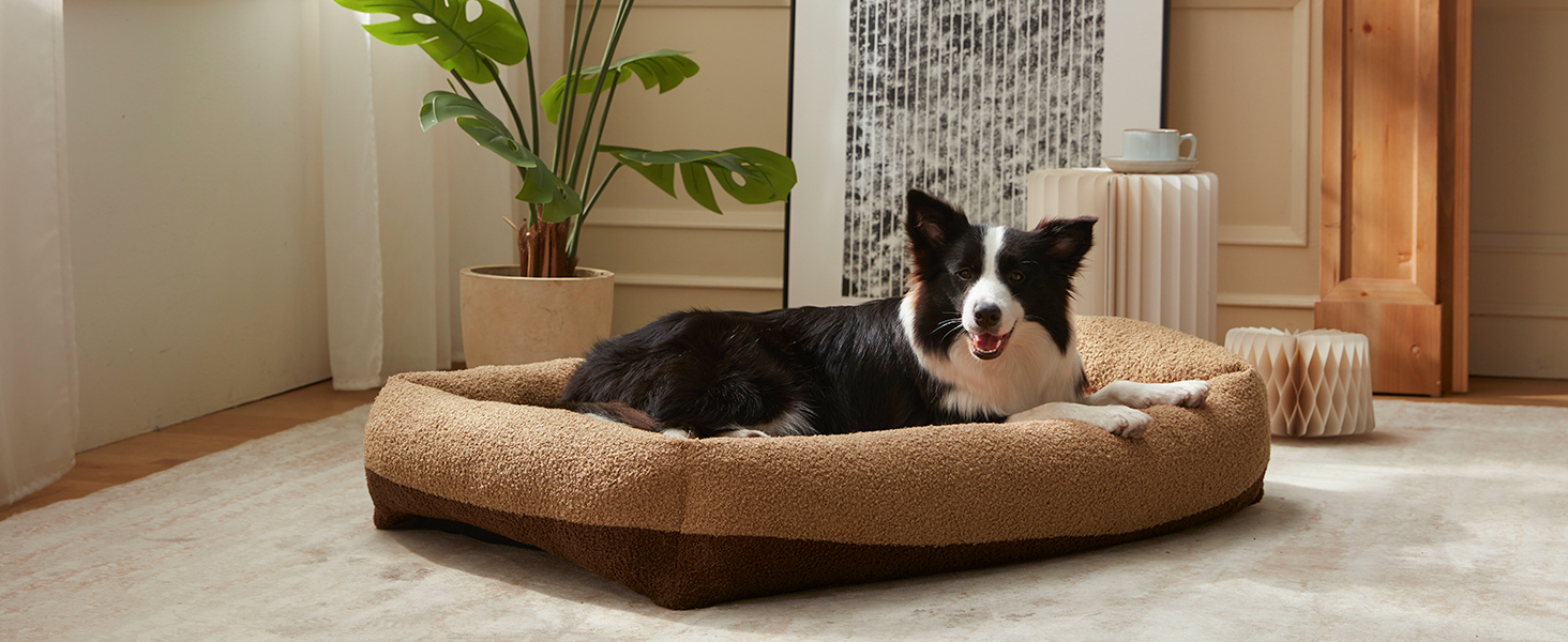 Крісло-лежанка для собак великих порід, XXL, світло-сіре, 106x76x20 см, знімний чохол, неслизьке, з підковою для шиї