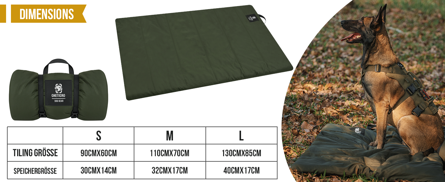 OneTigris килимок для собак 130 x 85 см, водонепроникний, м'який, для подорожей, кемпінгу, відпочинку на вулиці - оливковий, L 130 x 85 x 2 см