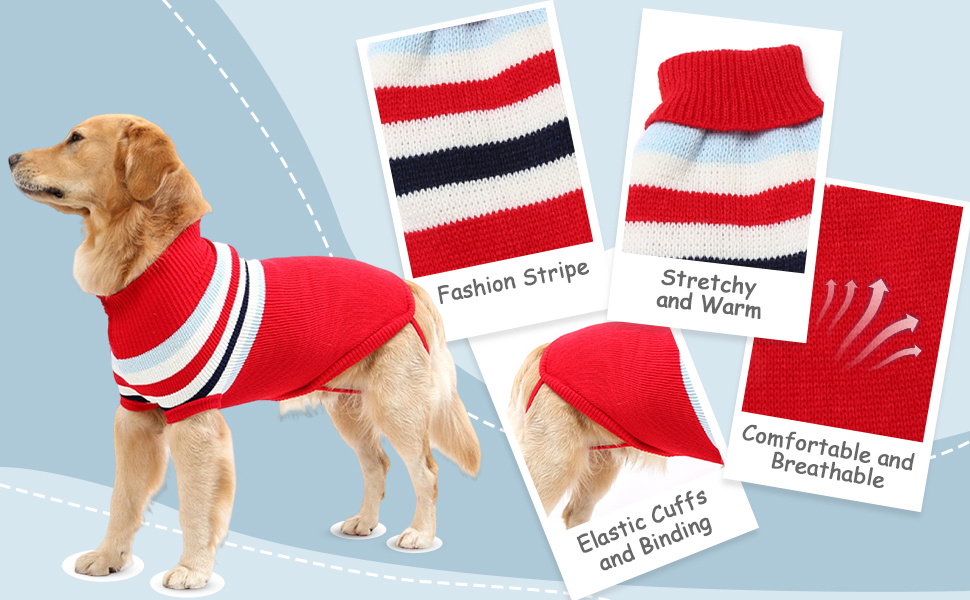 Пуловер для собак Petyoung з блакитними смугами, теплий зимовий светр з пряжі, для маленьких, середніх та великих собак, розмір XL28