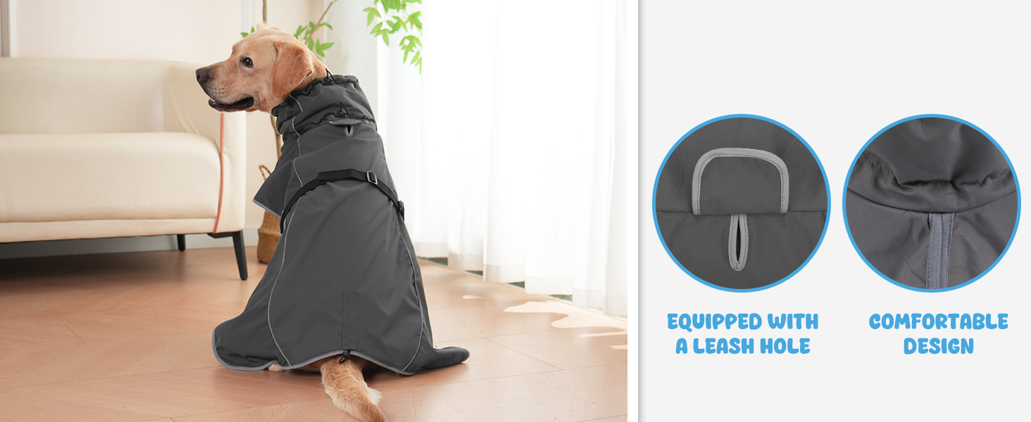 Водонепроникна куртка для собак HezzLuv, світловідбиваюча, вітрозахисна, тепла зимова куртка з м'яким флісовим підкладкою для собак маленьких та великих порід, для активного відпочинку на природі та прогулянок у холодну погоду, сірий колір, розмір L (довжина спини 55 см)